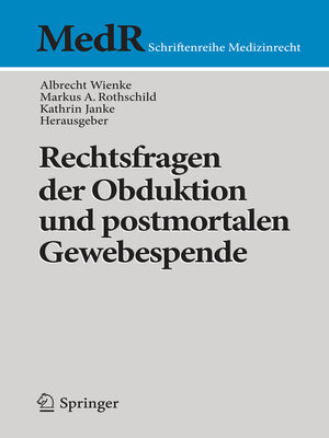 cover image of Rechtsfragen der Obduktion und postmortalen Gewebespende